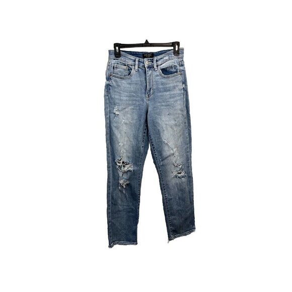 Judy Blue Denim - Judy Blue Denim Straight Leg Fit Distressed Light Wash Jeans Women 3/26